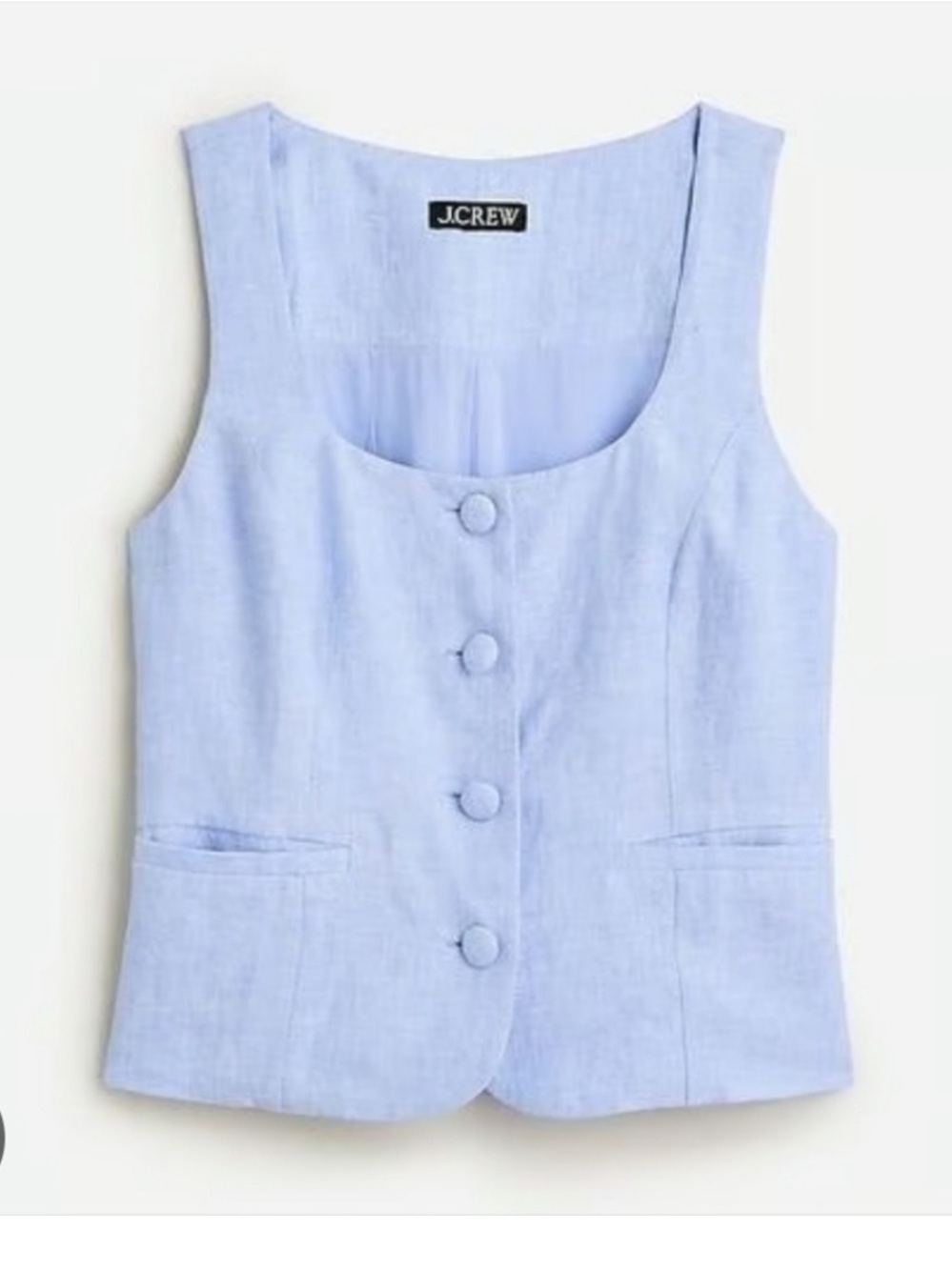 J. Crew Light Blue Linen Button-Front Vest